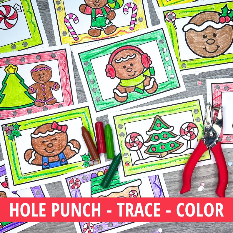 Hole Punch Task Cards - Gingerbread