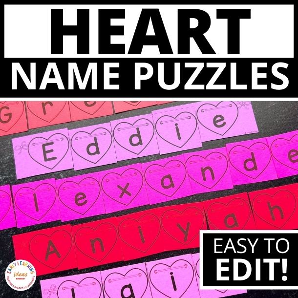 Editable Name Practice Puzzles - Heart Puzzles