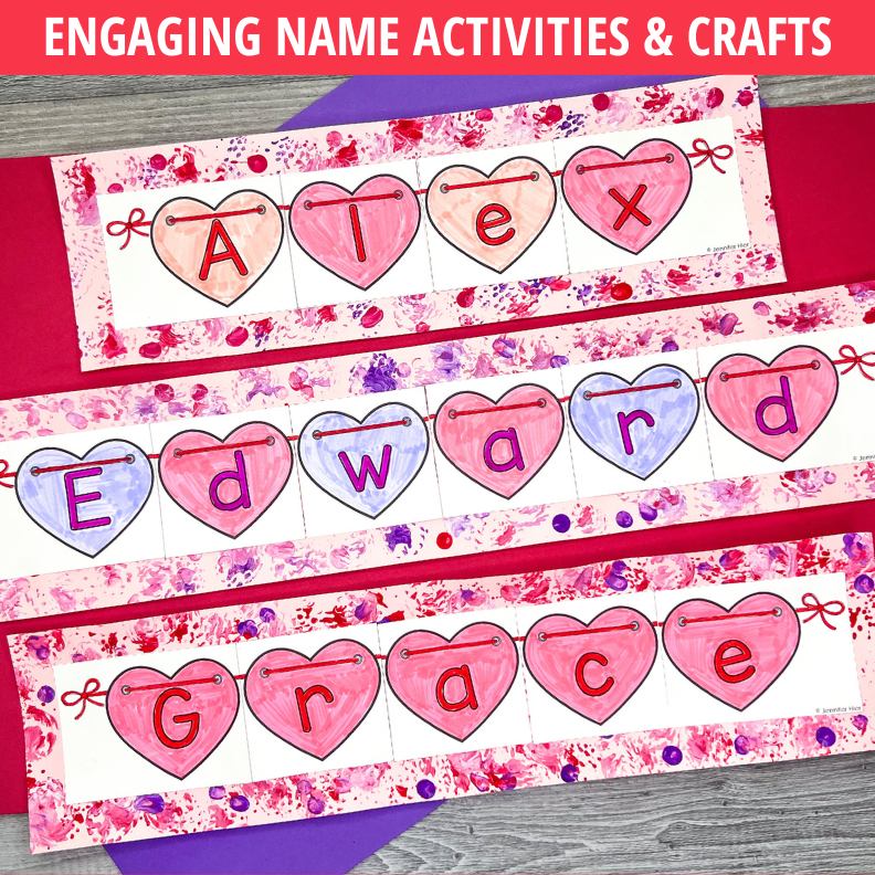 Editable Name Practice Puzzles - Heart Puzzles