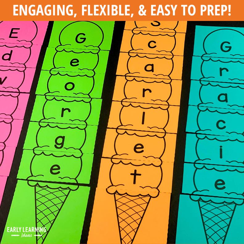 Editable Name Practice Puzzles - Ice Cream Name Puzzles