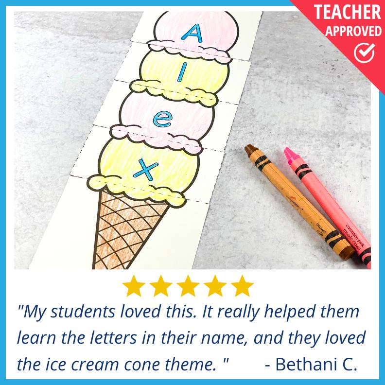 Editable Name Practice Puzzles - Ice Cream Name Puzzles