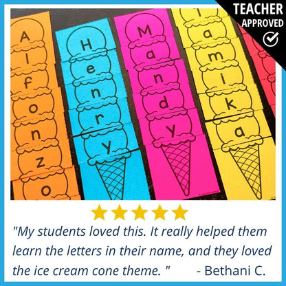 Editable Name Practice Puzzles - Ice Cream Name Puzzles