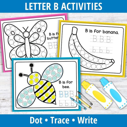Letter B Dot Marker Coloring Sheets