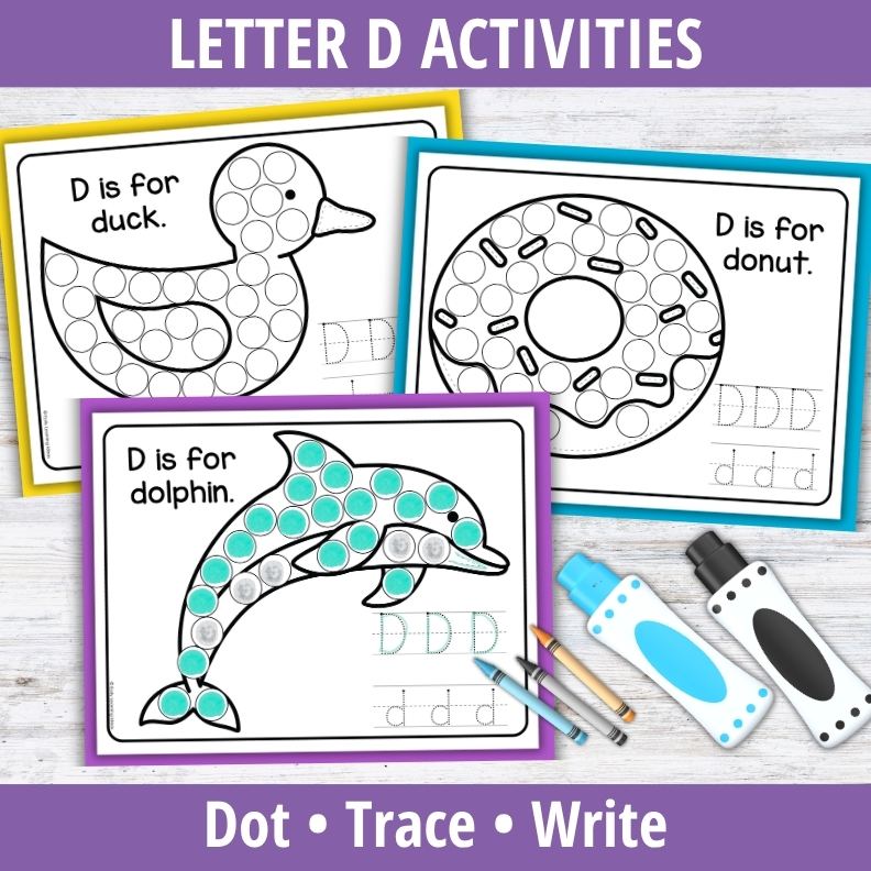 Letter D Dot Marker Coloring Pages