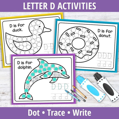 Letter D Dot Marker Coloring Pages