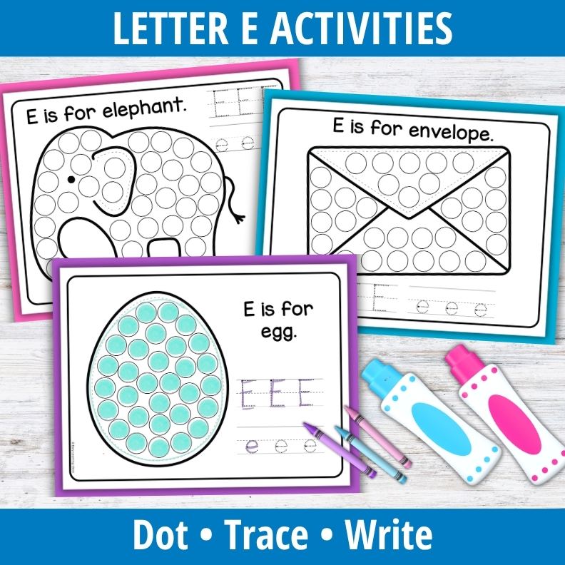 Letter E Dot Marker Coloring Pages