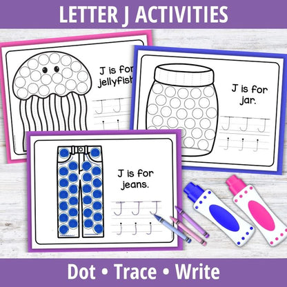 Letter J Dot Marker Coloring Pages