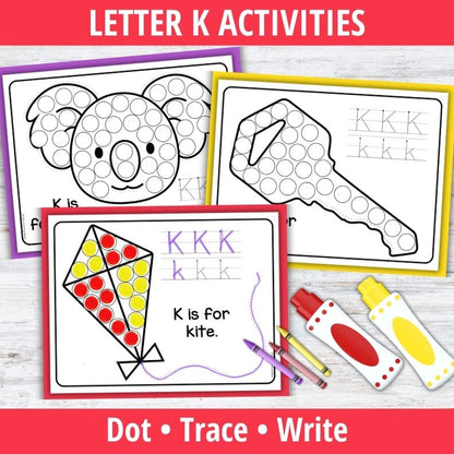 Letter K Dot Marker Coloring Pages