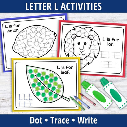 Letter L Dot Marker Coloring Pages