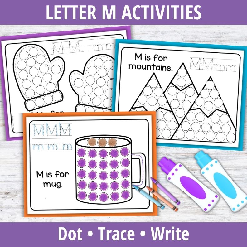 Letter M Dot Marker Coloring Pages