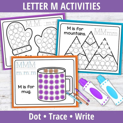 Letter M Dot Marker Coloring Pages