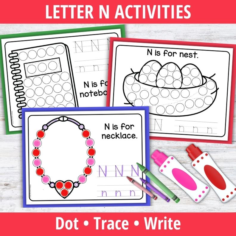 Letter N Dot Marker Coloring Pages