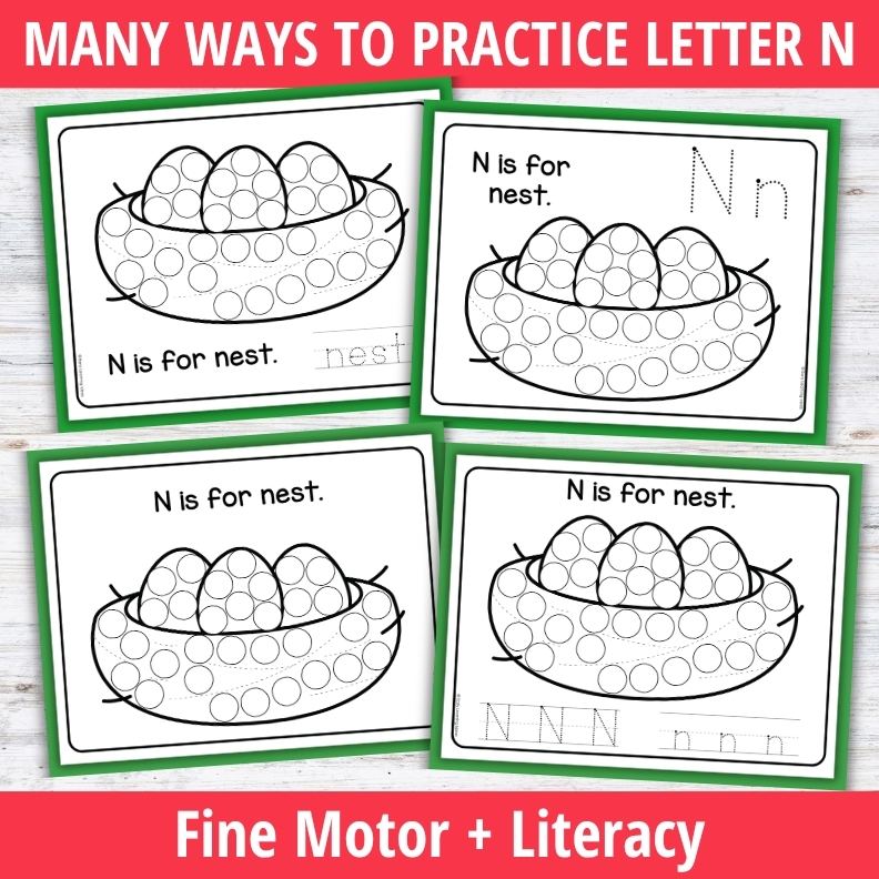 Letter N Dot Marker Coloring Pages