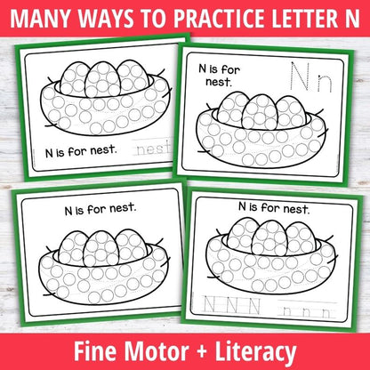 Letter N Dot Marker Coloring Pages