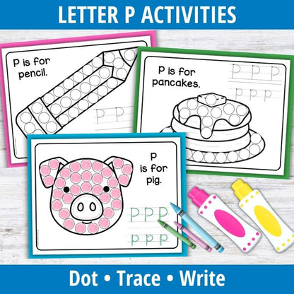 Letter P Dot Marker Coloring Pages