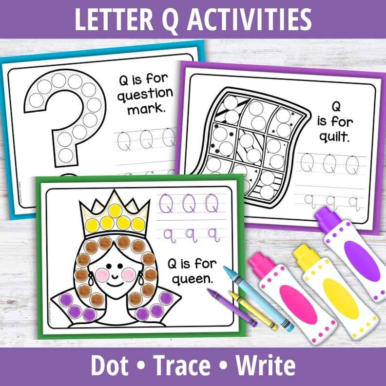 Letter Q Dot Marker Coloring Pages