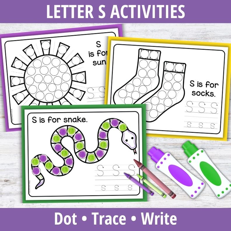 Letter S Dot Marker Coloring Pages