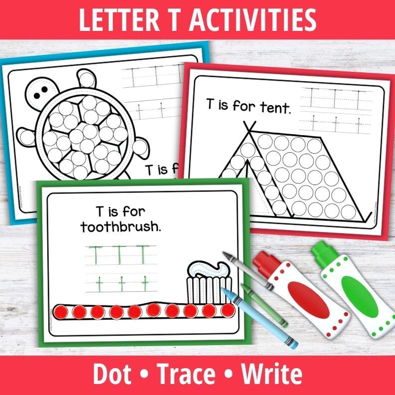 Letter T Dot Marker Coloring Pages