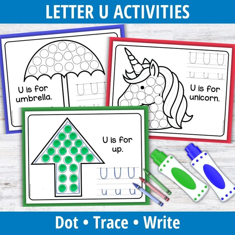 Letter U Dot Marker Coloring Pages