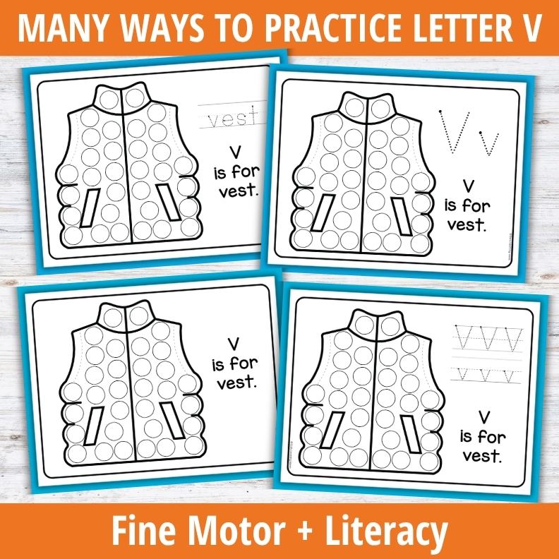 Letter V Dot Marker Coloring Pages