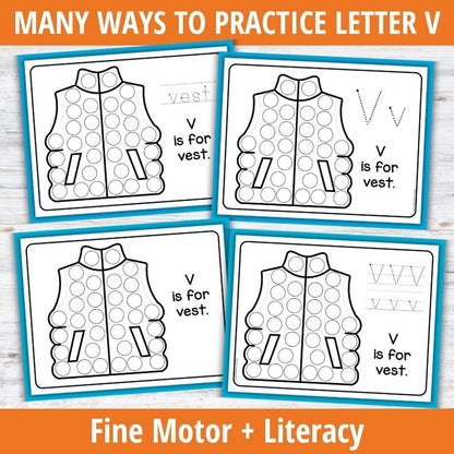 Letter V Dot Marker Coloring Pages