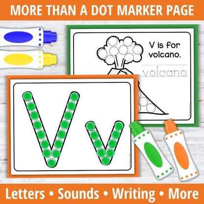 Letter V Dot Marker Coloring Pages