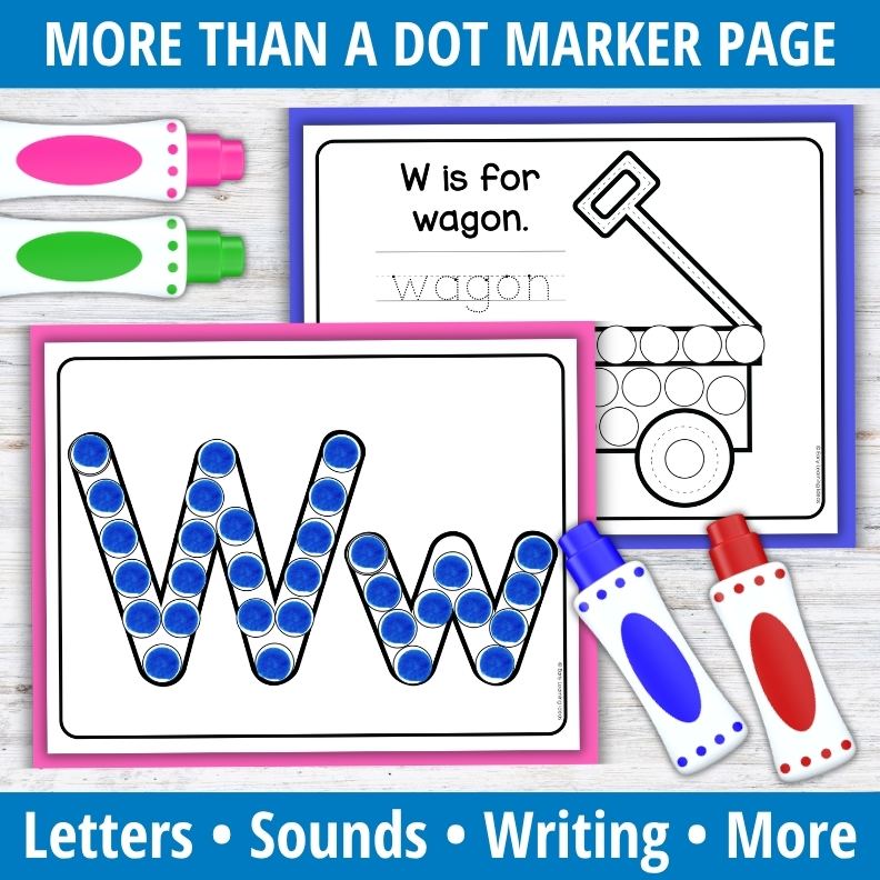 Letter W Dot Marker Coloring Pages