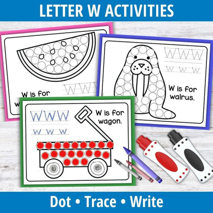 Letter W Dot Marker Coloring Pages