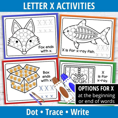 Letter X Dot Marker Coloring Pages