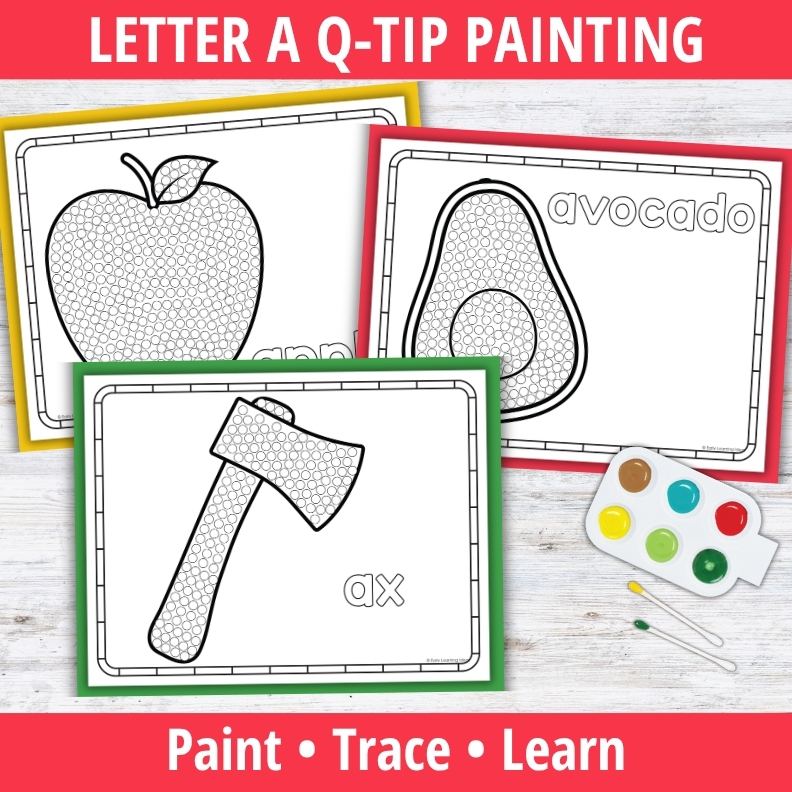 Letter A Q-tip Dot Painting Activity Pages