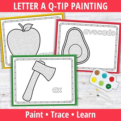 Letter A Q-tip Dot Painting Activity Pages