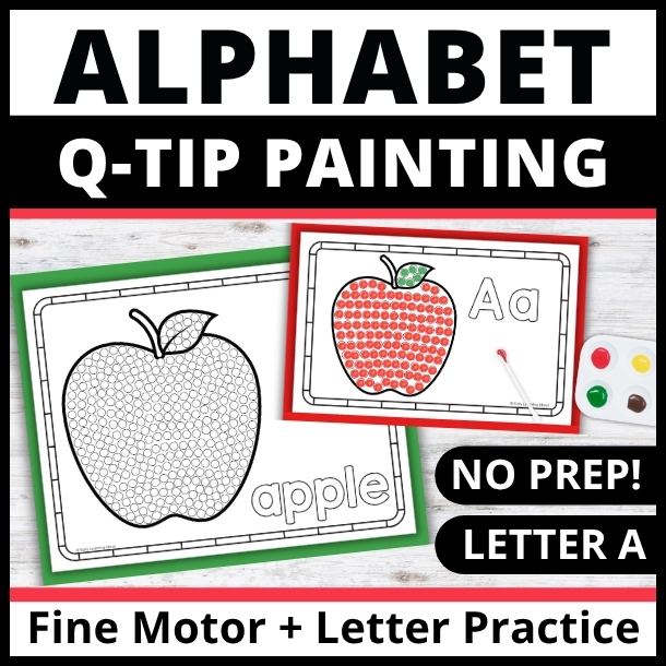 Letter A Q-tip Dot Painting Activity Pages