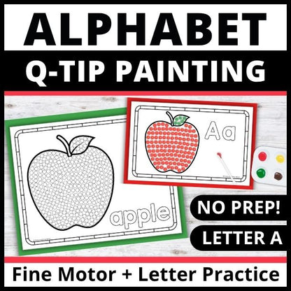 Letter A Q-tip Dot Painting Activity Pages