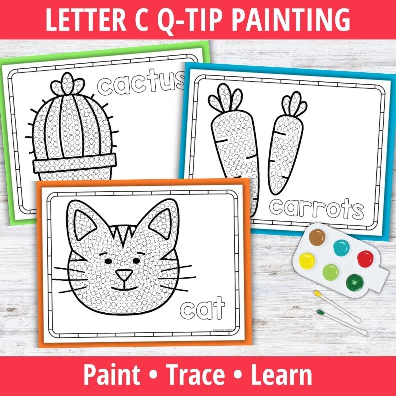 Letter C Q-tip Dot Painting Activity Pages