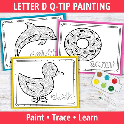 Letter D Q-tip Dot Painting Activity Pages