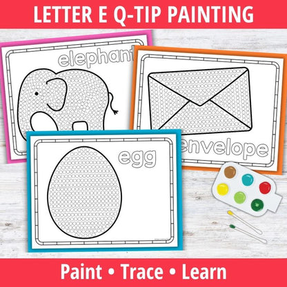 Letter E Q-tip Dot Painting Activity Pages