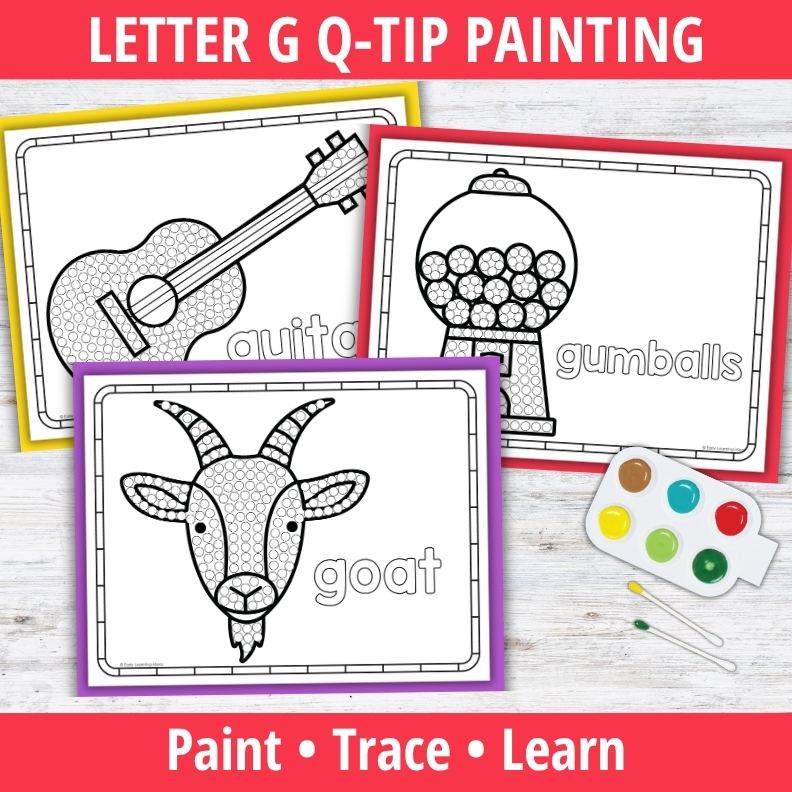 Letter G Q-tip Dot Painting Activity Pages