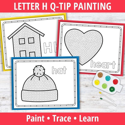 Letter H Q-tip Dot Painting Activity Pages