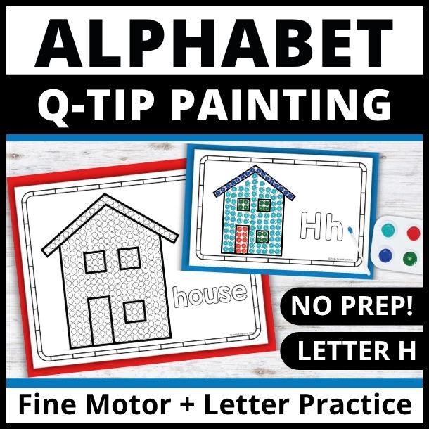 Letter H Q-tip Dot Painting Activity Pages