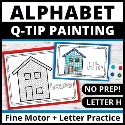 Letter H Q-tip Dot Painting Activity Pages