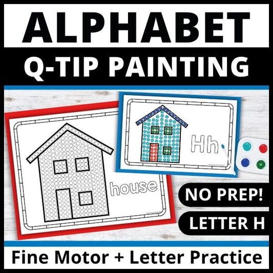 Letter H Q-tip Dot Painting Activity Pages