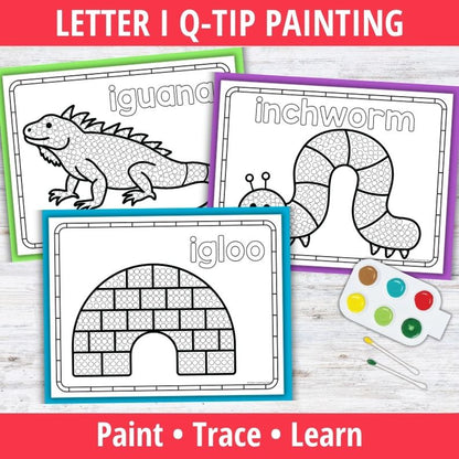 Letter I Q-tip Dot Painting Activity Pages