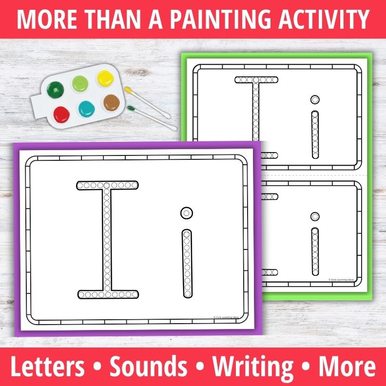 Letter I Q-tip Dot Painting Activity Pages