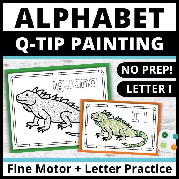 Letter I Q-tip Dot Painting Activity Pages