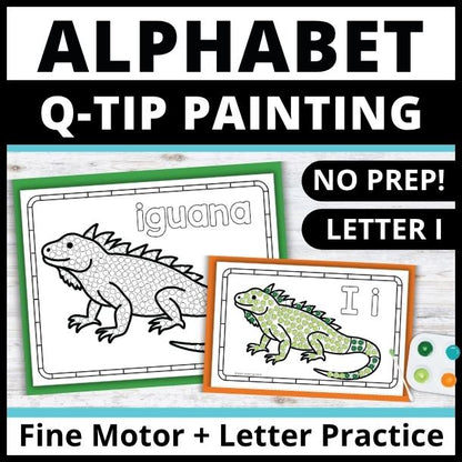Letter I Q-tip Dot Painting Activity Pages