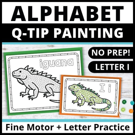 Letter I Q-tip Dot Painting Activity Pages
