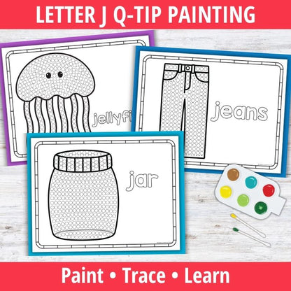 Letter J Q-tip Dot Painting Activity Pages