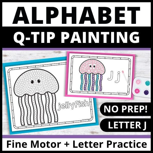 Letter J Q-tip Dot Painting Activity Pages