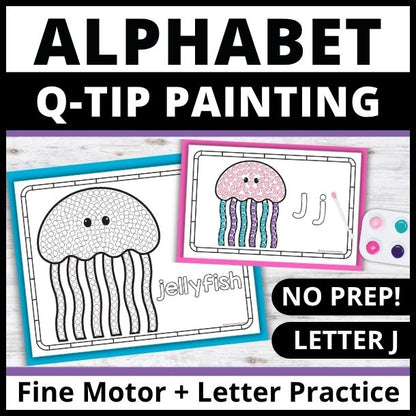 Letter J Q-tip Dot Painting Activity Pages