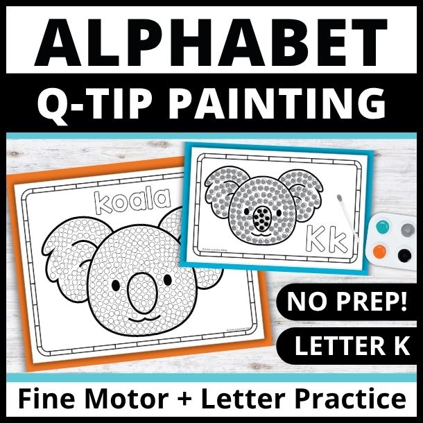 Letter K Q-tip Dot Painting Activity Pages